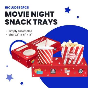 Movie Night Basket Gift Set – with Candy Variety Pack, Movie Trays, Movie, Movie Snacks & Popcorn Gift Set – Gift Baskets For Families by Cheshire Gifts