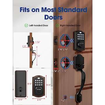 Keyless Entry Door Lock, Electronic Keypad Deadbolt with Handle