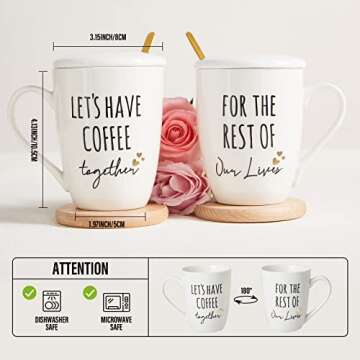 Engagement Coffee Mugs Set For Couples – 12 Oz