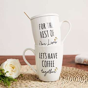 Engagement Coffee Mugs Set For Couples – 12 Oz