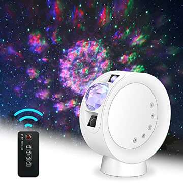 LooEooDoo LED Star Projector Light, Galaxy Lighting, Moon Nebula Night Lamp with Base, Remote Control and Battery Operated for Gaming Room, Home Theater, Bedroom, or Mood Ambiance (White)