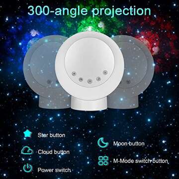 LooEooDoo LED Star Projector Light, Galaxy Lighting, Moon Nebula Night Lamp with Base, Remote Control and Battery Operated for Gaming Room, Home Theater, Bedroom, or Mood Ambiance (White)