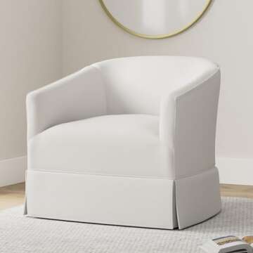 Locus Bono Swivel Accent Chair, Upholstered Swivel Chairs for Living Room, Bedroom, Lounge, Fabric Swivel Barrel Chair for Small Space (Cream/White)