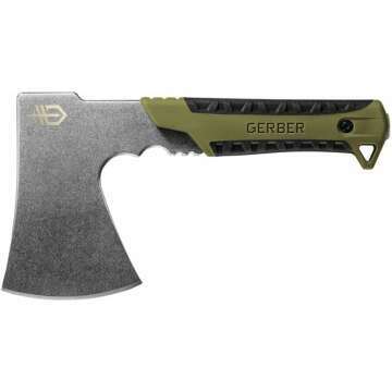 Gerber Gear Camping and Survival Hatchet - 2.5" Steel Blade with Full Tang - Camping Hatchet with Included Mountable Nylon Sheath - Sage Green