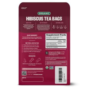 FGO Organic Hibiscus Tea Bags - Eco-Friendly 100 Count for Refreshing Servings