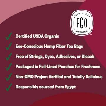 Organic Hibiscus Tea Bags - 100 Count Eco-Friendly