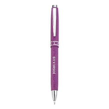 Christian Art Gifts Strong & Courageous Purple Stylish Classic Pen in Matching Gift Case - Joshua 1:9 Bible Verse Refillable Retractable Medium Ballpoint Pen for Journal Planner Writing Note