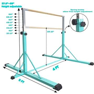 FC FUNCHEER Gymnastics bar,5FT/6FT Horizontal Bars, Adjutable Gymnastic Bar for Kids Ages 5-20, 35.4" to 59"/45" to 71", Weight Limit 500 LBS,Home Gym Equipment