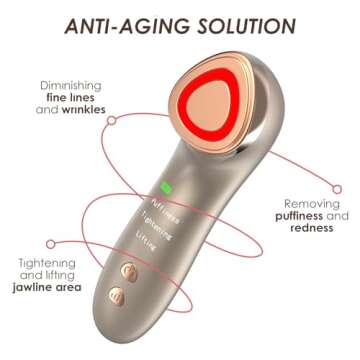 Radio Frequency Skin Tightening Face Machine - Microcurrent Anti-Aging Face Massager Eye De-Puffing Device for Facial Neck Lifting, Firming, Toning, Wrinkle Puffiness Reduction, Upgraded Version