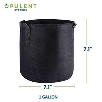 OPULENT SYSTEMS 5-Pack 1 Gallon Heavy Duty Aeration Fabric Grow Bags Thickened Nonwoven Fabric Containers for Potato/Plant Pots with Handles (Black) …