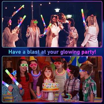 SHQDD136 PCS Glow in the Dark Party Supplies, 18 PCS Foam Glow Sticks, 18 PCS LED Glasses and 100PCS Glow Sticks Bracelets,Neon Party Favors for Glow Party, Wedding, Concert,Raves and Birthday