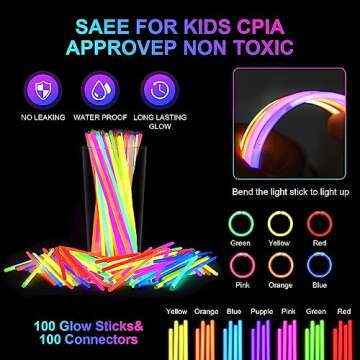 SHQDD136 PCS Glow in the Dark Party Supplies, 18 PCS Foam Glow Sticks, 18 PCS LED Glasses and 100PCS Glow Sticks Bracelets,Neon Party Favors for Glow Party, Wedding, Concert,Raves and Birthday