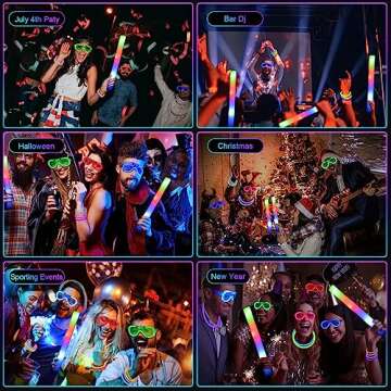 SHQDD136 PCS Glow in the Dark Party Supplies, 18 PCS Foam Glow Sticks, 18 PCS LED Glasses and 100PCS Glow Sticks Bracelets,Neon Party Favors for Glow Party, Wedding, Concert,Raves and Birthday