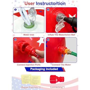 35" Inflatable Sprinkler for Kids 4th of July American Flag Star Jumbo Sprinkler Ball Water Toys for Kids Adults Outdoor Garden Backyard Summer Water Party 4th of July Party Games Activities