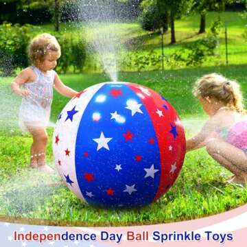 35" Inflatable Sprinkler for Kids 4th of July American Flag Star Jumbo Sprinkler Ball Water Toys for Kids Adults Outdoor Garden Backyard Summer Water Party 4th of July Party Games Activities