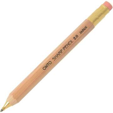 OHTO Mechanical Pencil with Eraser 2.0mm - Natural Wood Finish