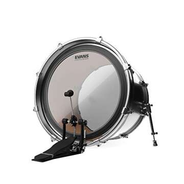 Evans EMAD2 Clear Bass Drum Head, 20” – Externally Mounted Adjustable Damping System Allows Player to Adjust Attack and Focus – 2 Foam Damping Rings for Sound Options - Versatile for All Music Genres