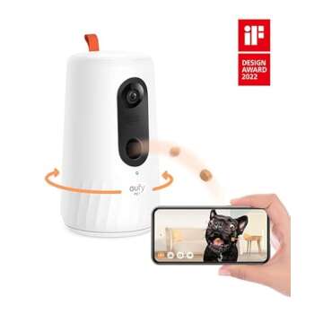 eufy Security Pet Camera for Dogs and Cats, On-Device AI Tracking and Pet Monitoring, 360° View, 1080p, with Treat Dispenser, Local Storage, 2-Way Audio, Phone App, No Monthly Fee, Motion Only Alert