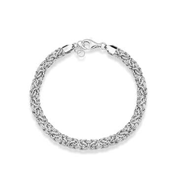 Miabella Italian 925 Sterling Silver Byzantine Bracelet for Women, Handmade in Italy (Length 6.5 Inches (X-Small))