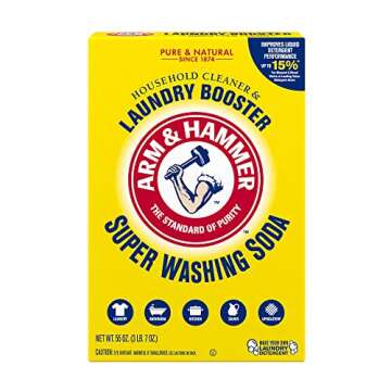 ARM & HAMMER Super Washing Soda Household Cleaner and Laundry Booster, Versatile Natural Home Cleaner, Powder Laundry Additive and Cleaner, 55 oz Box