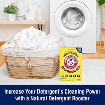 ARM & HAMMER Super Washing Soda Household Cleaner and Laundry Booster, Versatile Natural Home Cleaner, Powder Laundry Additive and Cleaner, 55 oz Box