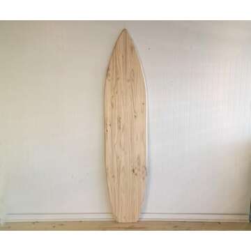 Handmade 6 foot wood surfboard wall art unfinished raw wood decor sign. Ships Fast. unique gift idea sign (Made in USA)