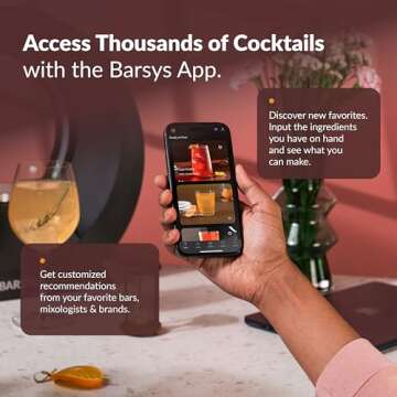 Home Bar Cocktail Drink Mixer, Margarita Cocktail Maker Machine, Cocktail and Mocktail Drink Maker, Easy to Use, App-Enabled Personalized Drinks - Barsys 360 Cocktail Mixer (Black)