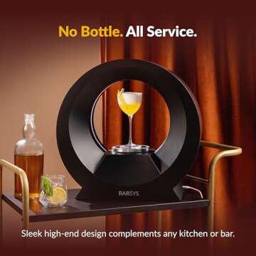 Home Bar Cocktail Drink Mixer, Margarita Cocktail Maker Machine, Cocktail and Mocktail Drink Maker, Easy to Use, App-Enabled Personalized Drinks - Barsys 360 Cocktail Mixer (Black)