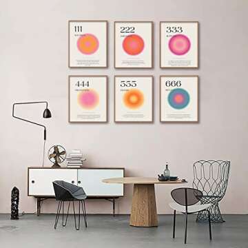 Aura Angel Numbers Poster Sets of 6 for Room Aesthetic Minimalist Inspirational Quotes Canvas Wall Art Bedroom Aesthetic Decor 11x14 Inch Unframed