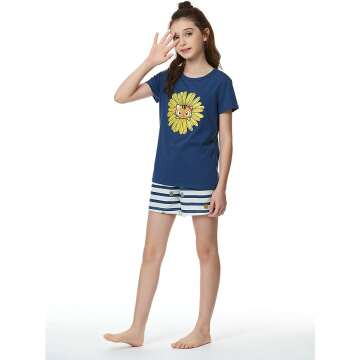 Girls Cat Pajamas Matching Set - Sizes 6-16