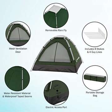 Lightweight 2 Person Camping Tent with Rain Fly