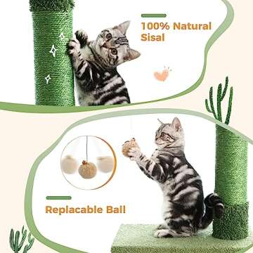 Meow Sir Floor to Ceiling Cat Tree Ajustable Height [82-108 Inches=208-275cm] 6 Tiers Tower Fit for 7-9 Feet Ceiling with Cat Condo Hammock and Sisal Covered Post for Indoor Cats-Green Cactus