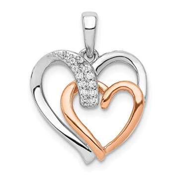 Jay Seiler 14k White and Rose Gold Diamond Double Heart Pendant, 14 kt White and Yellow Gold