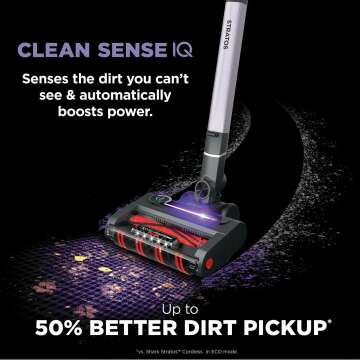 Shark IZ862H Stratos Cordless Vacuum with Clean Sense IQ and Odor Neutralizer, DuoClean PowerFins HairPro, Includes Duster Crevice Tool & Anti-Allergen Brush, Up To 60 Minute Runtime, Ash Purple