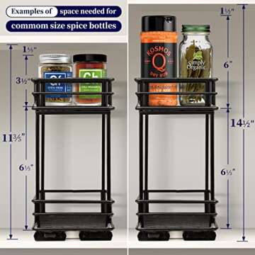 Kitsure Spice Rack for Cabinet - Durable Pull Out Spice Racks for Kitchen Cabinet, Easy-to-Install Spice Cabinet Organizers, 4.33''Wx10.23''Dx8.54''H Slide Out Spice Racks, 2 Packs