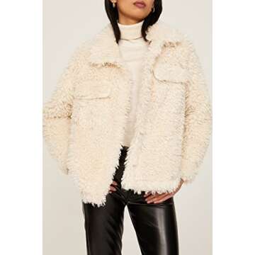 Love, Whit By Whitney Port Collective RTR Design Collective Sherpa Jacket, Off-White, Small