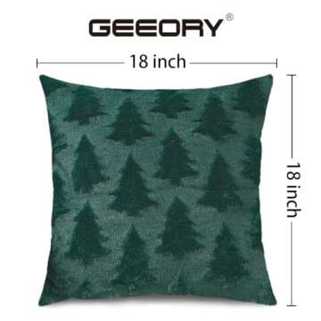 GEEORY Christmas Tree Pillow Covers 18x18 Inch Set of 2, Xmas Winter Soft Plush Faux Fur Wool Decorative Throw Pillows Farmhouse Holiday Cushion Case for Home Decoration (Green) GC003-18