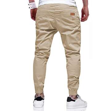 JMIERR Mens Casual Joggers Pants - Cotton Drawstring Chino Cargo Pants Hiking Outdoor Twill Track Jogging Sweatpants Pants with Pockets for Men, US 32(S), C Apricot