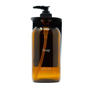 Black Wall Mount Hand Soap Dispenser & 16oz Refillable Glass Amber Bottle and Pump - by Ceremony Home