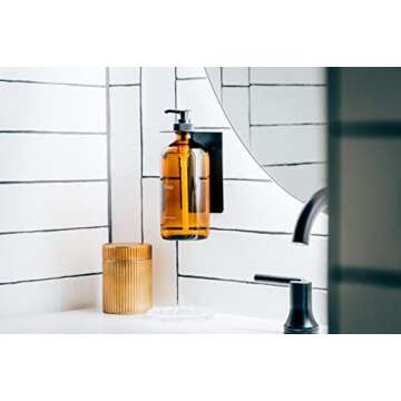 Black Wall Mount Hand Soap Dispenser & 16oz Refillable Glass Amber Bottle and Pump - by Ceremony Home