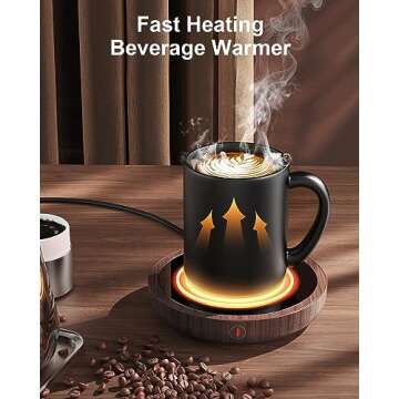 SWEETFULL Coffee Mug Warmer, 36W Electric Coffee Cup Warmer for Desk with 3-Temp Settings Advanced Temperature-Controlled Beverage Warmers Heating Plate for Coffee, Milk, Tea, Candle Wax - Wood