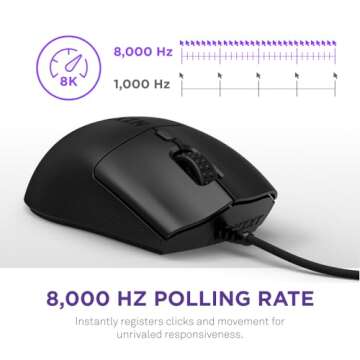 NZXT Lift 2 Ergo, Lightweight Ergonomic Wired Gaming Mouse, Lightweight 61 g Design, 8K Polling Rate, Optical Switches, 26K DPI Optical Sensor, 100% PTFE Feet, Black