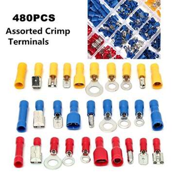 EL-SKY 480pcs Premium Quality Insulated Electrical Wire Terminals, Mixed Assorted Lug Kit,Electrical Crimp Connectors Spade Set with Case