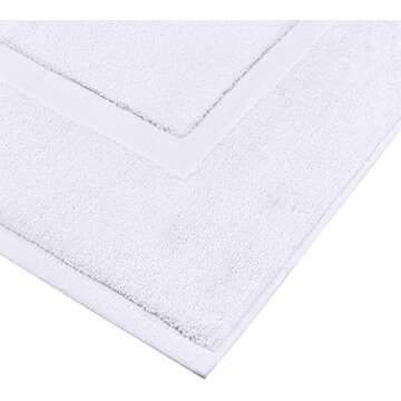 Utopia Towels Cotton Banded Rug Bath Mats, [Not a Bathroom Rug] 21x34 Inches, 100% Ring Spun Cotton - Highly Absorbent and Machine Washable Shower Bathroom Floor Towel, White, 2 Pack