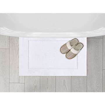 Utopia Towels Cotton Banded Rug Bath Mats, [Not a Bathroom Rug] 21x34 Inches, 100% Ring Spun Cotton - Highly Absorbent and Machine Washable Shower Bathroom Floor Towel, White, 2 Pack