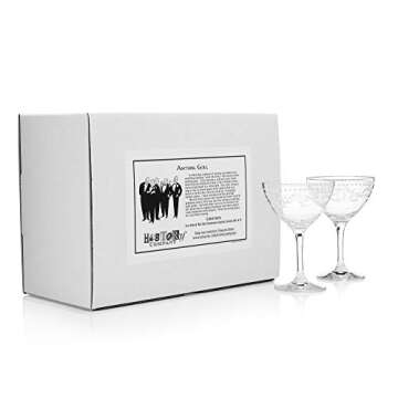 HISTORY COMPANY Cole Porter Opening Night-Inspired Champagne Cocktail Coupe 2-Piece Handcrafted in Crystal Set for Cocktails and Bubbly (Gift Box Collection)