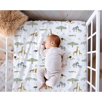 2-Pack Crib Sheet for Standard Crib & Toddler Mattress (Safari Adventure) - Premium Fitted Baby Crib Sheets - Buttery Soft Cotton Blend - Crib Mattress Sheets Fitted - Baby Bed Sheets