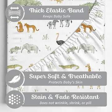 2-Pack Crib Sheet for Standard Crib & Toddler Mattress (Safari Adventure) - Premium Fitted Baby Crib Sheets - Buttery Soft Cotton Blend - Crib Mattress Sheets Fitted - Baby Bed Sheets