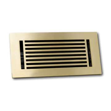 Madelyn Carter 4 x 12 Cast Aluminum Linear Bar Vent Cover with Damper - Brushed Brass (Overall: 5.75 x 13.75) | Floor Register - Wall Register