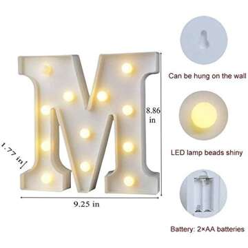 MUMUXI Marquee Light Up Letters | Large Light Up Numbers | Battery Powered and Bright with Every Letter of The Alphabet | for Wedding, Birthday, Party, Celebration, Christmas or Home Decoration (M)